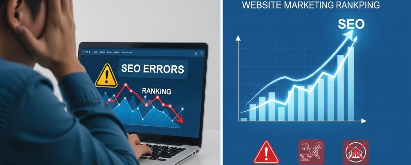 SEO mistakes, common SEO errors, why website not ranking, improve Google ranking, SEO tips 2026, technical SEO issues, keyword research mistakes, on page SEO mistakes, off page SEO problems, digital marketing Pakistan